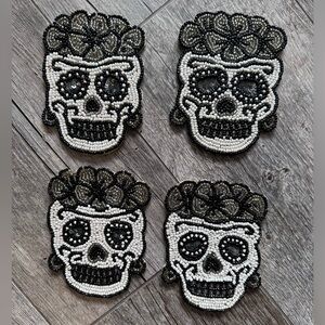 Beaded Sugar Skull Coasters